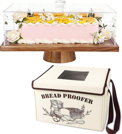 Soporte pastel y caja pan madera acacia caja fermentación eléctrica