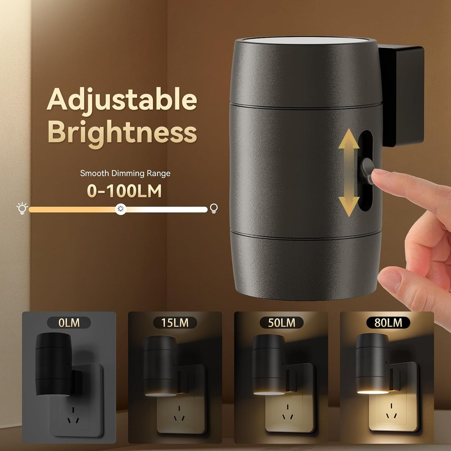 Luces nocturnas LED enchufables 2 sensores brillo ajustable