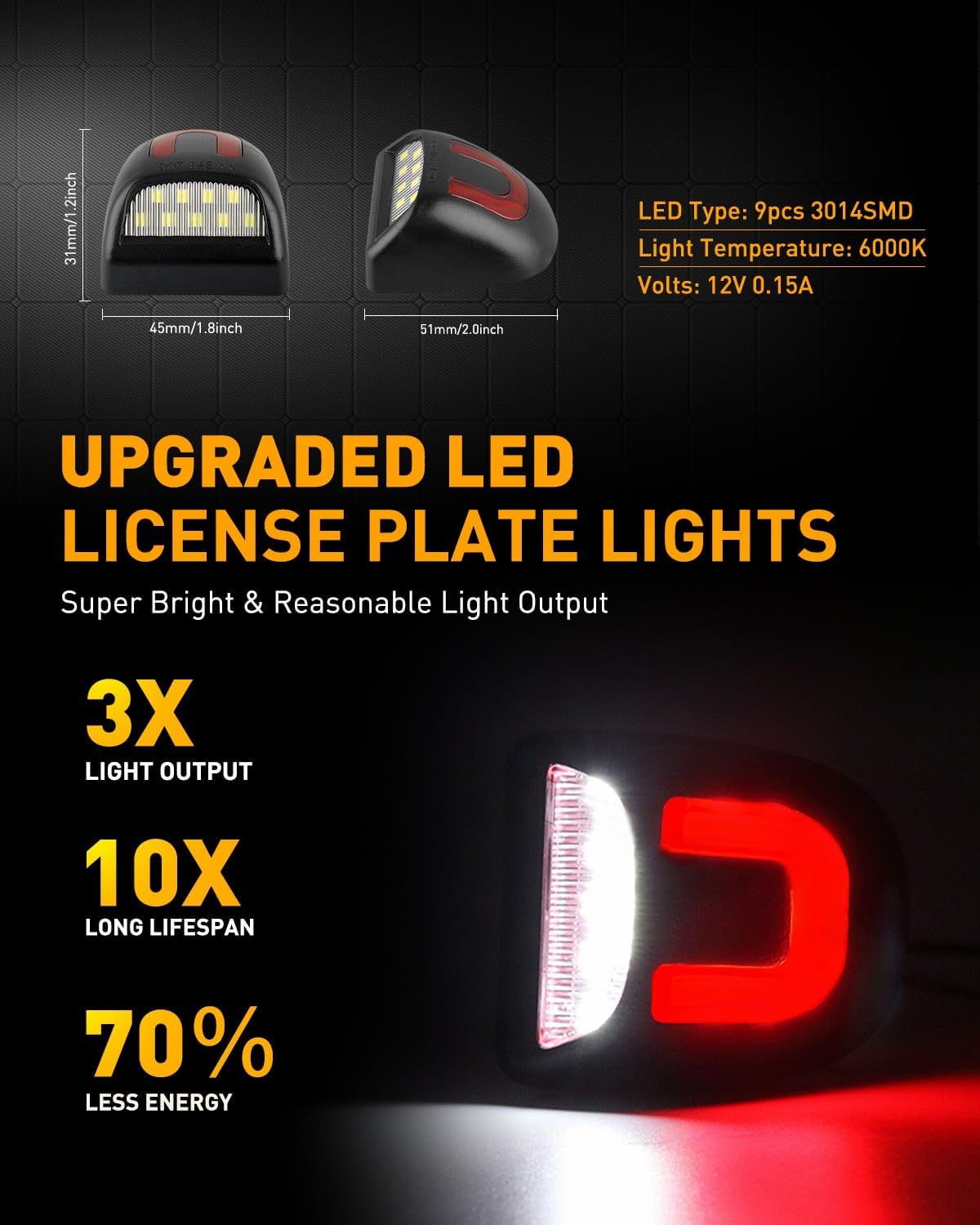 Luces LED rojas para matrícula Chevy Silverado Tahoe 6000K