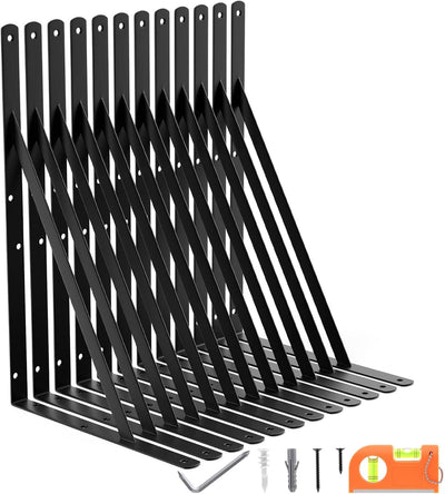 12 Soportes Pared 18pulg Alta Resistencia Capacidad Grande Negro