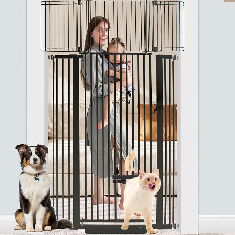Puerta alta ajustable para mascotas 29.55-40.55" negro