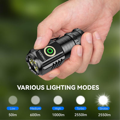 Linterna magnética LED IPX6 USB C recargable EDC camping