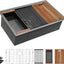 Fregadero cocina bajo mostrador negro 33x19 acero inox 304