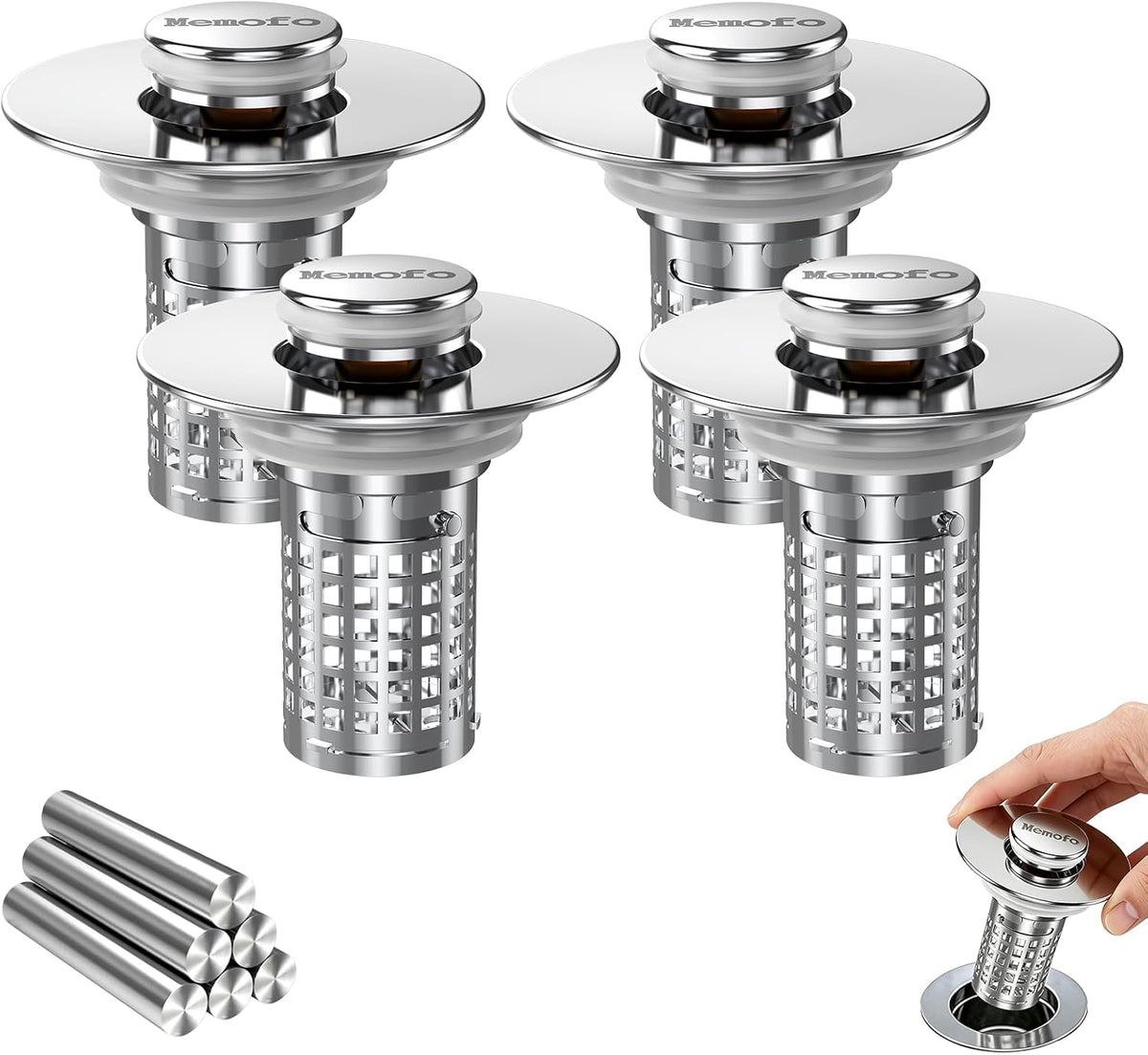 Colador desagüe 3en1 baño acero inox con canasta