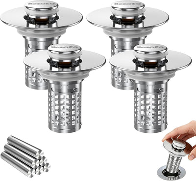 Colador desagüe 3en1 baño acero inox con canasta