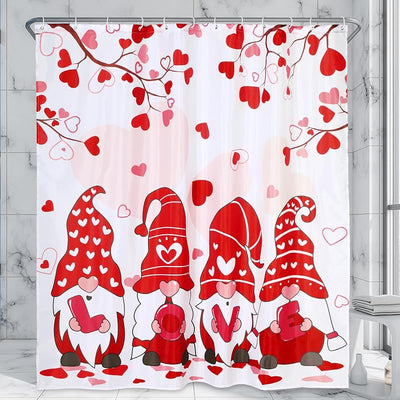 Cortina ducha San Valentín diseño corazón rojo 71x71pulg
