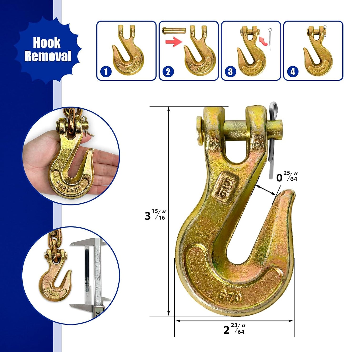 Cadenas remolque 5/16" x 20 pies carga 4900 lb
