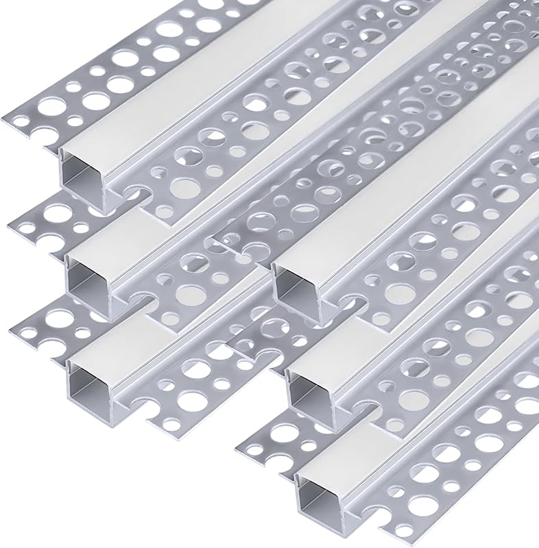 Perfil LED aluminio empotrar yeso 1m set 6 difusor lechoso