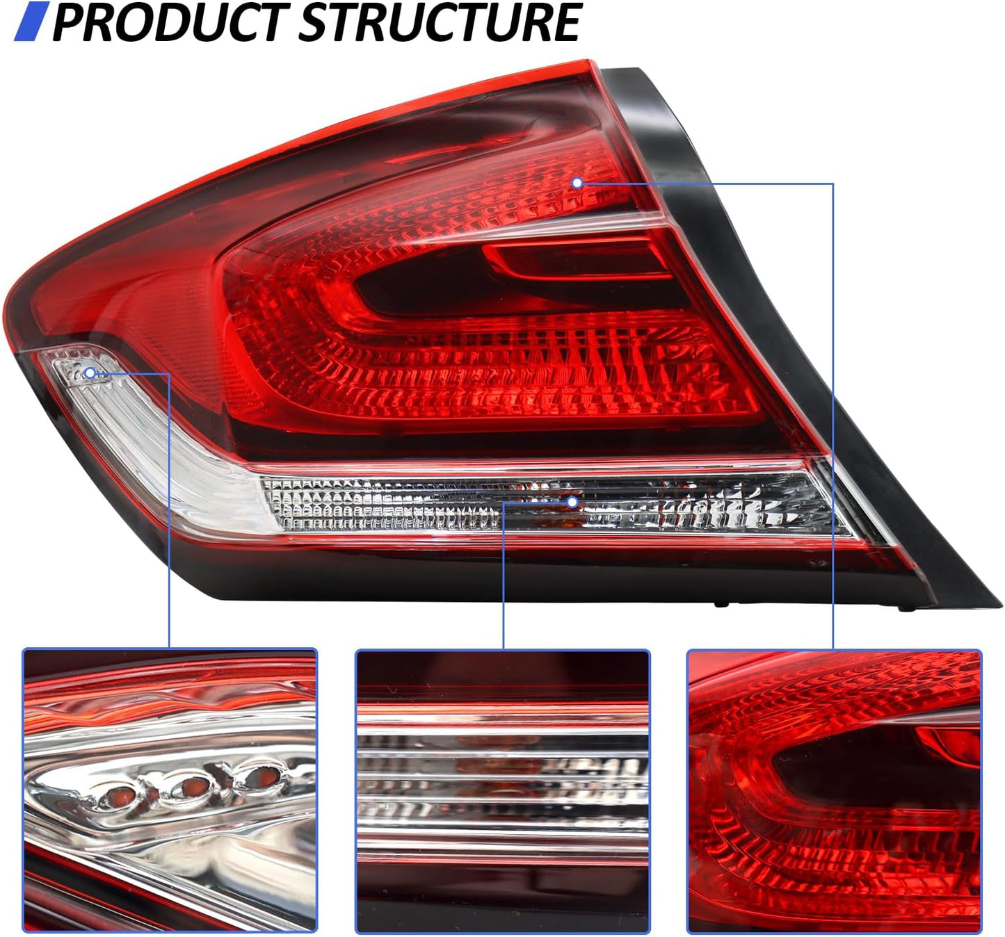 Luz trasera derecha Honda Civic 2013-2015 con bombilla