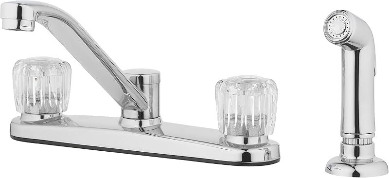 Grifo fregadero cocina dos manijas rociador lateral cromo
