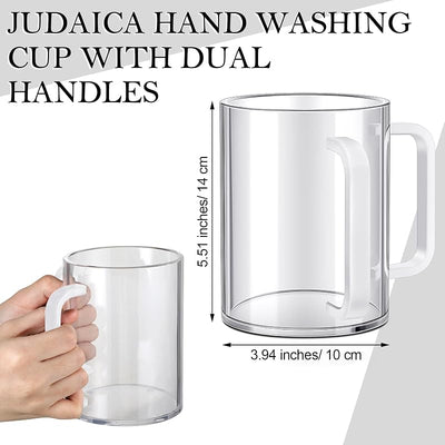 Taza lavado manos asas dobles 5pulg acrílico transparente