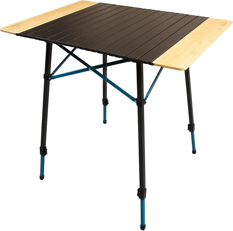 Mesa campamento bambú/aluminio enrollable plegable ajustable