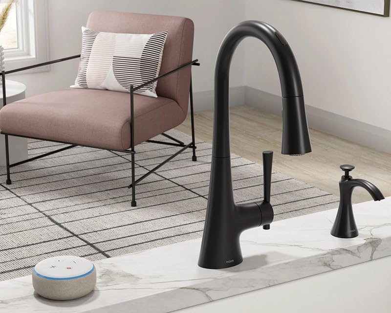 Dispensador jabón cocina recargable sobre fregadero negro