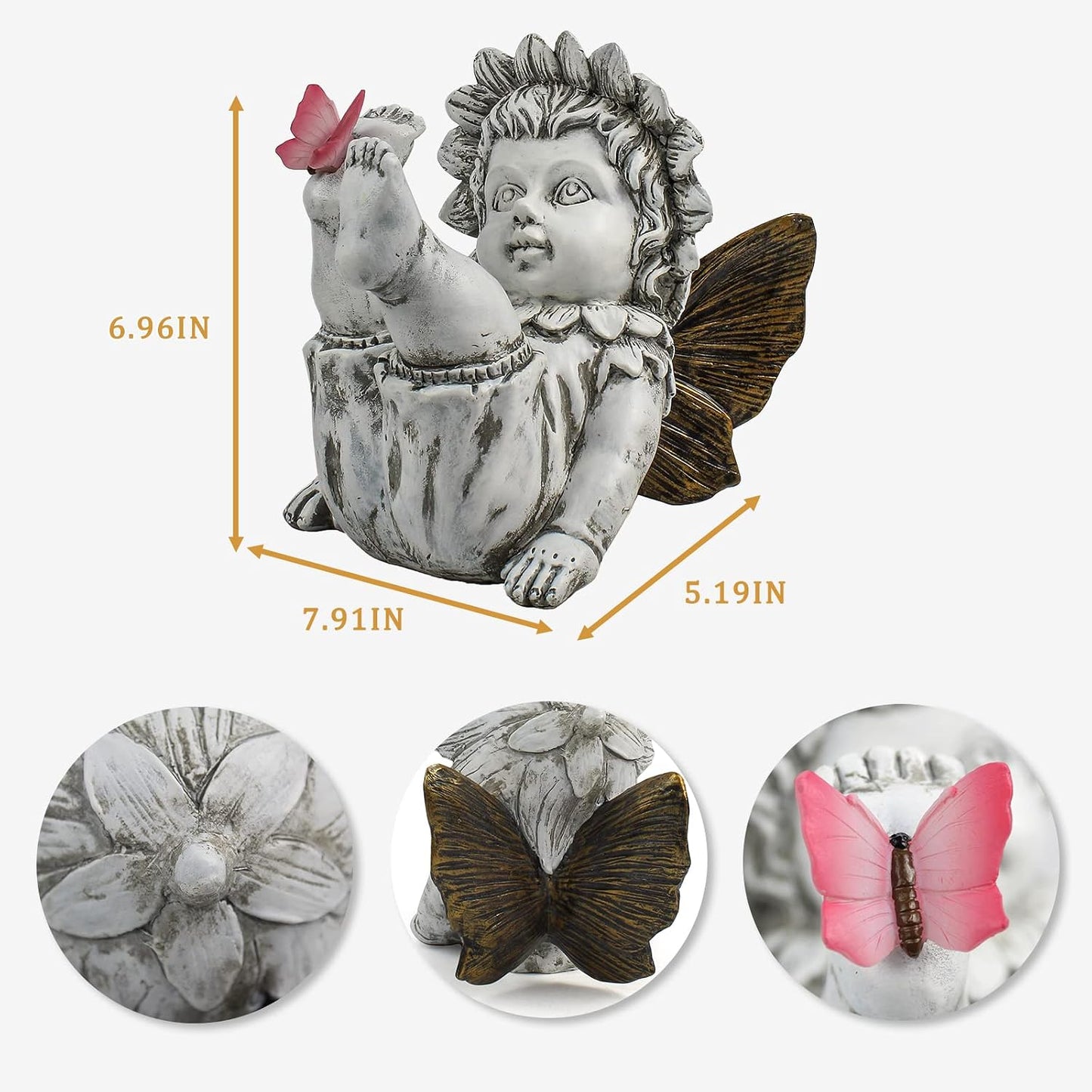 Decoración solar hadas con mariposa iluminada para jardín
