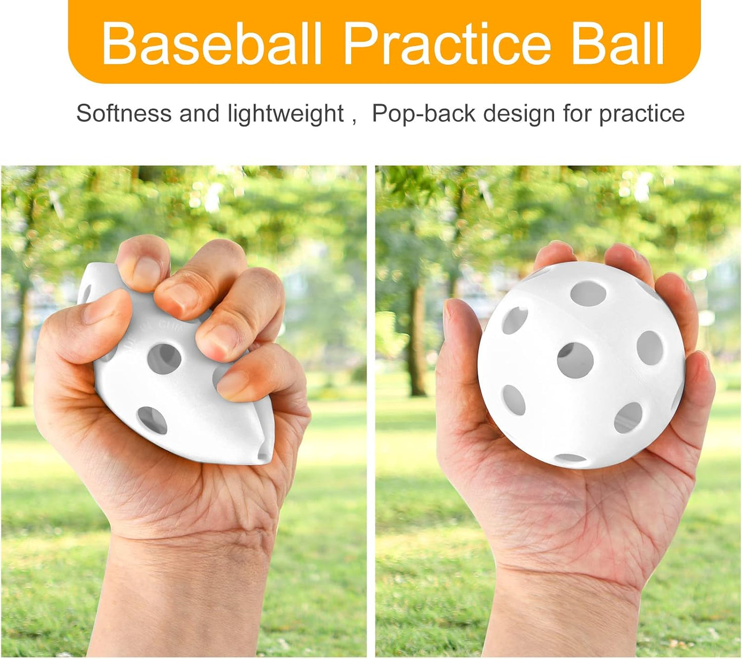Pack 24/80 Pelotas Béisbol Plástico Huecas Entrenamiento