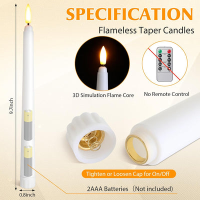 50 Pzas Velas LED Cónicas Sin Llama 9.7" Decoración Hogar