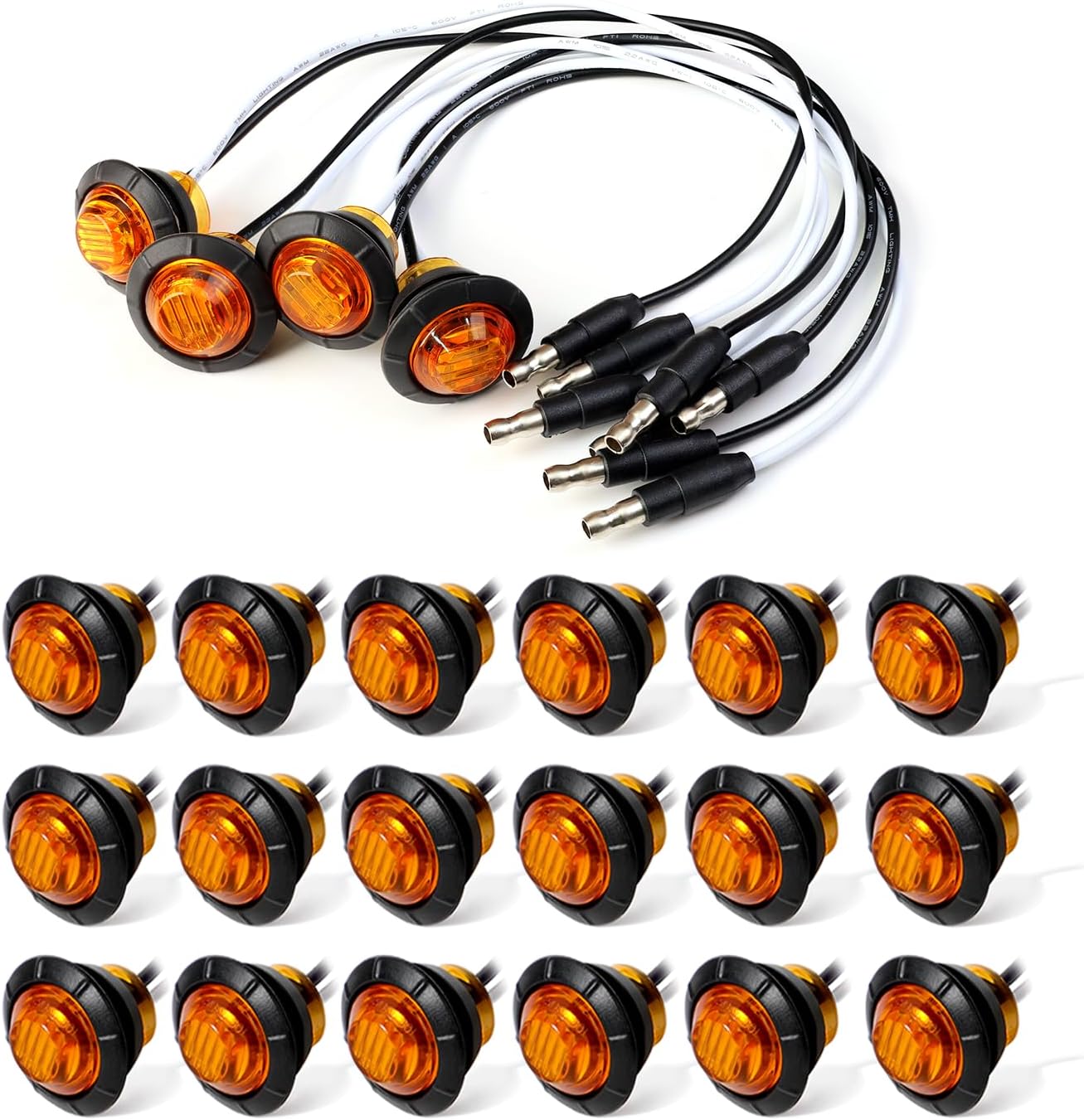 20 Luces señal giro 3/4" ámbar remolque caravana