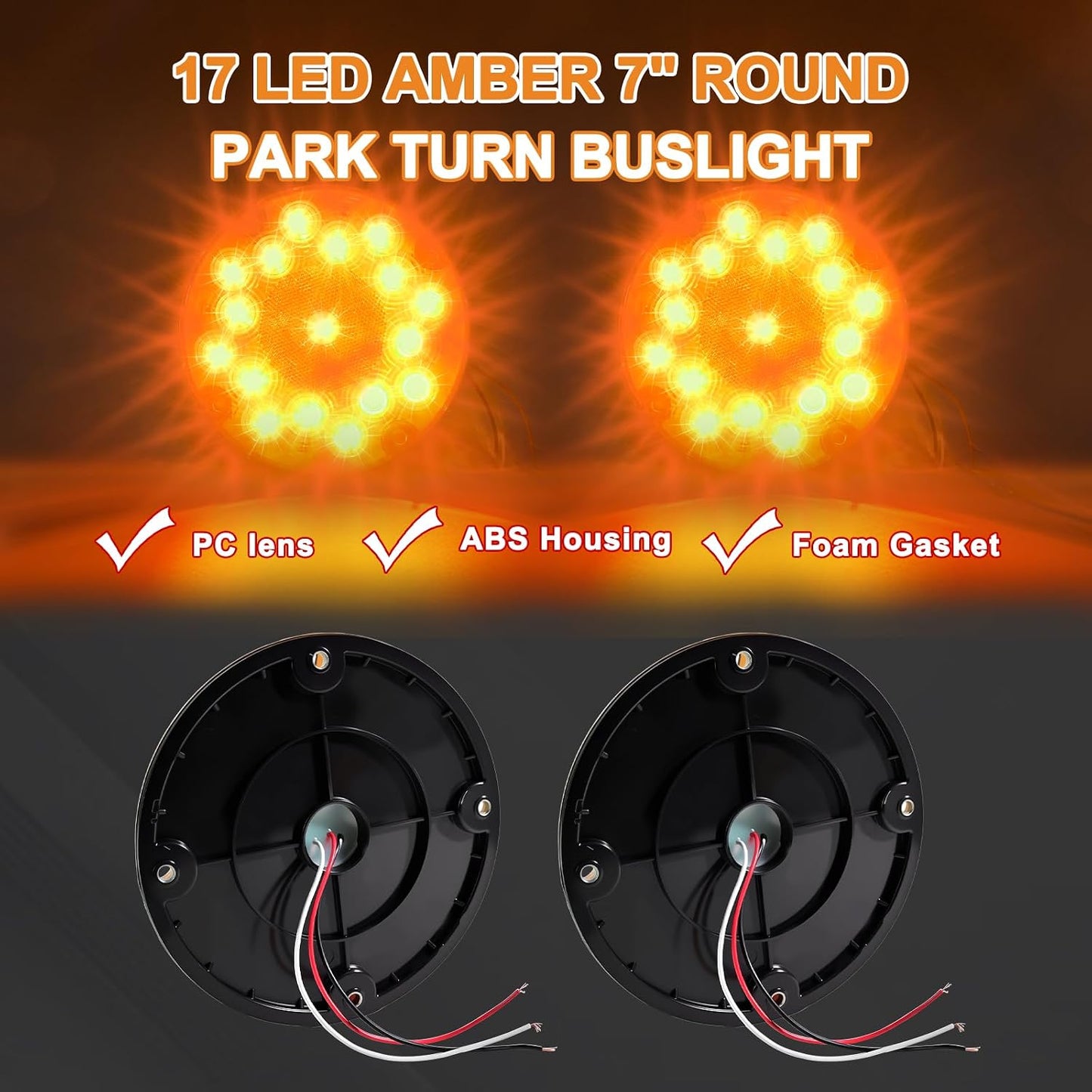 2 Luces Traseras LED 7pulg Impermeables Camión RV