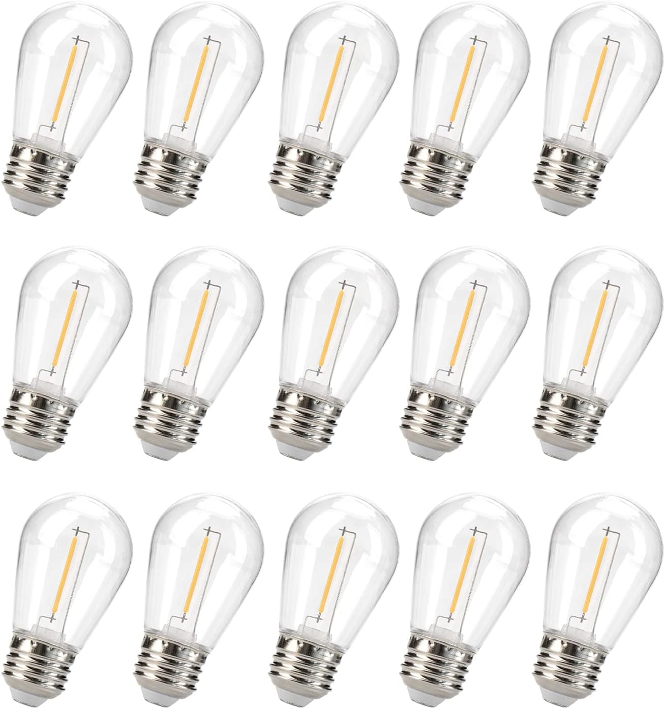 15 Bombillas LED S14 E26 1W Blanco Cálido Impermeable