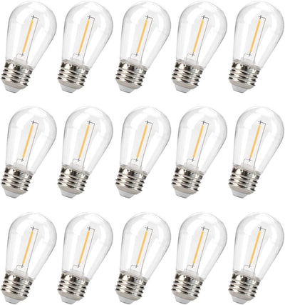 15 Bombillas LED S14 E26 1W Blanco Cálido Impermeable