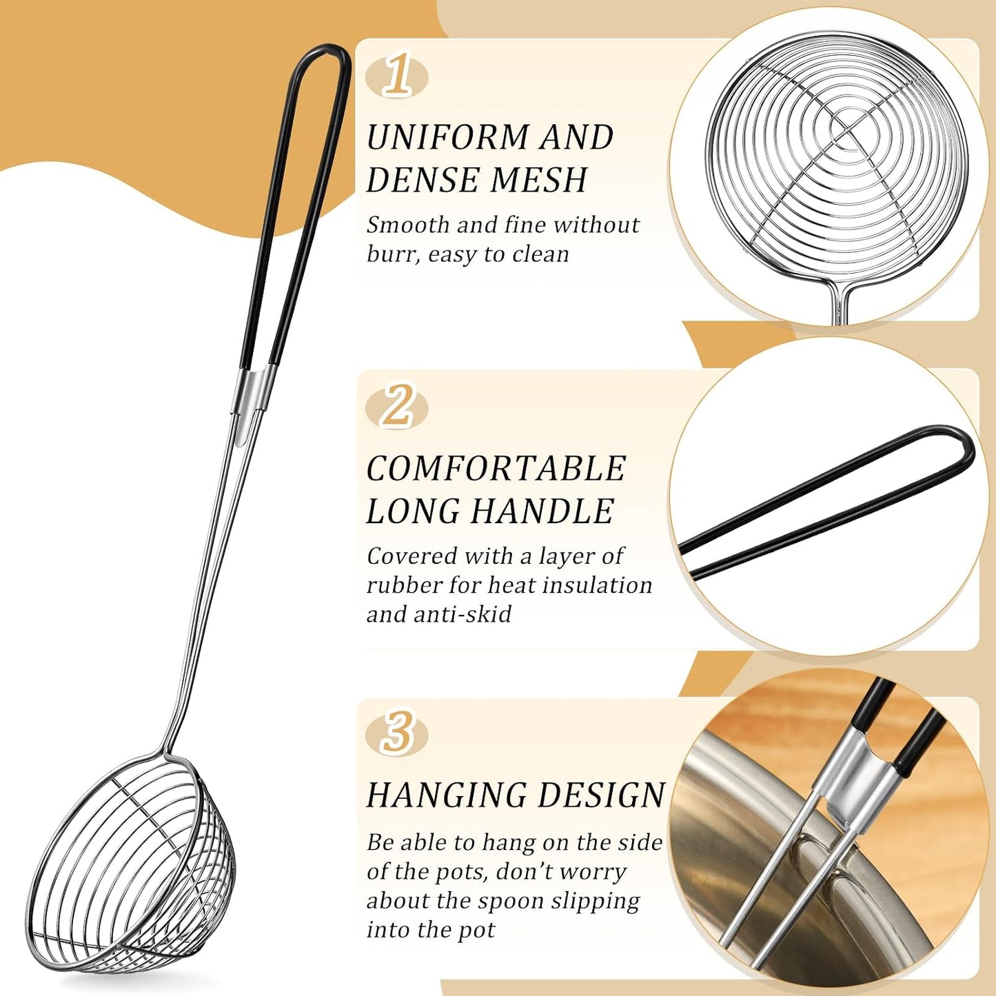 Kit 8 Pzas colador olla caliente cucharas acero inox