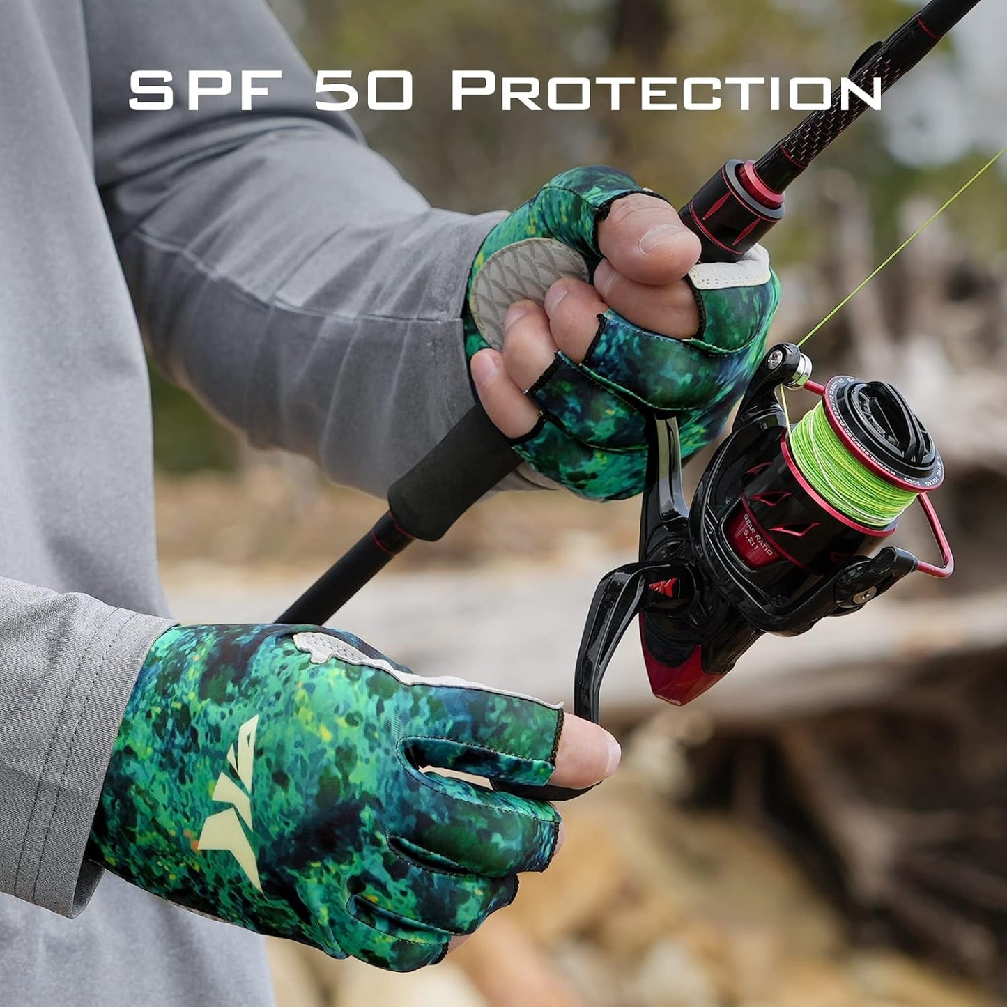 Guantes sol UPF50 sin dedos para pesca y exteriores