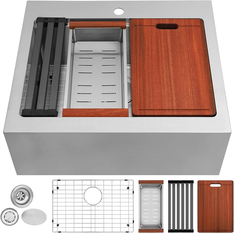 Fregadero acero inox 304 28" con accesorios