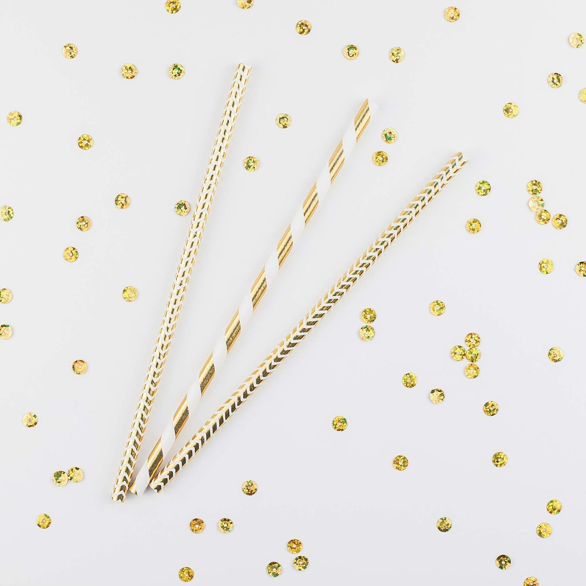 100 Pajitas Papel Dorado Biodegradables para Fiesta