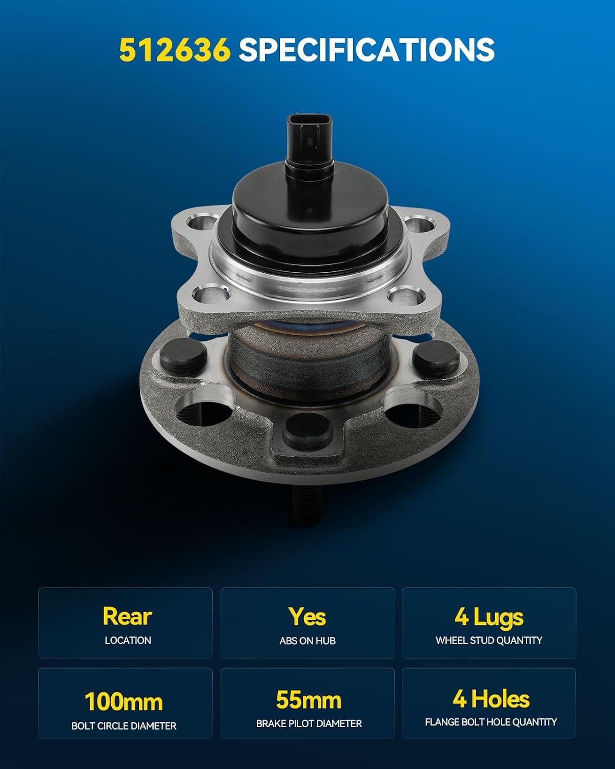 Conjunto cubo rueda trasera Toyota Yaris 15-18 4 lengüetas