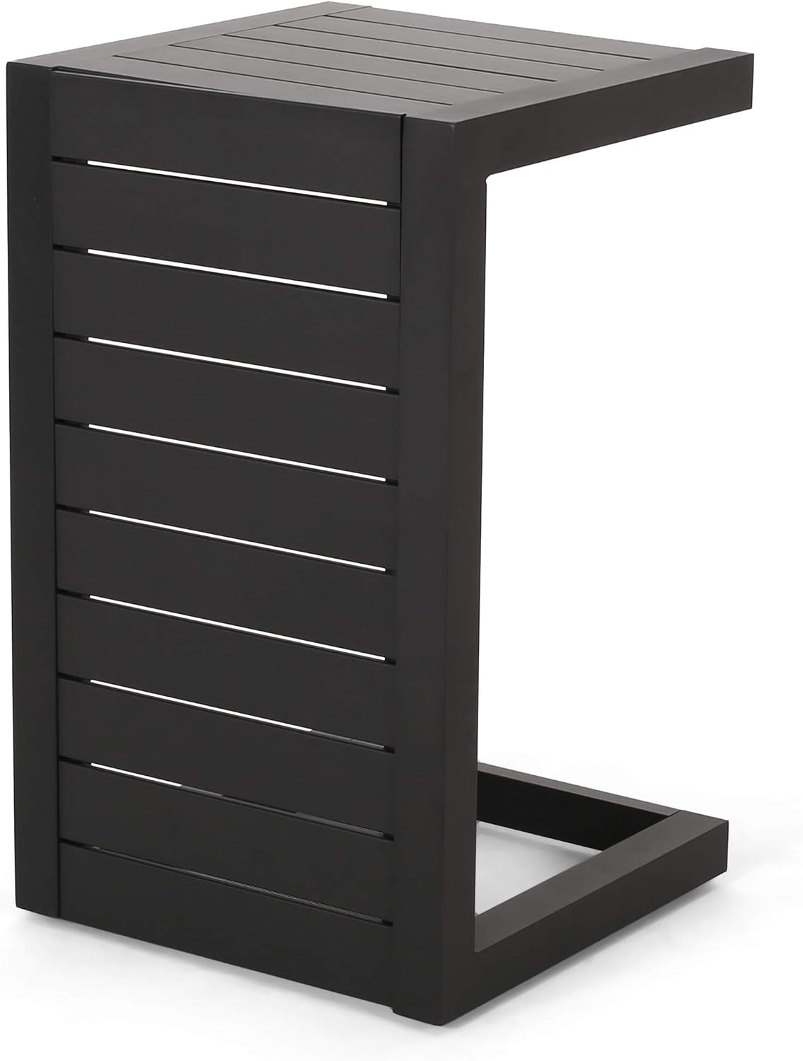 Mesa auxiliar aluminio forma C color negro mate