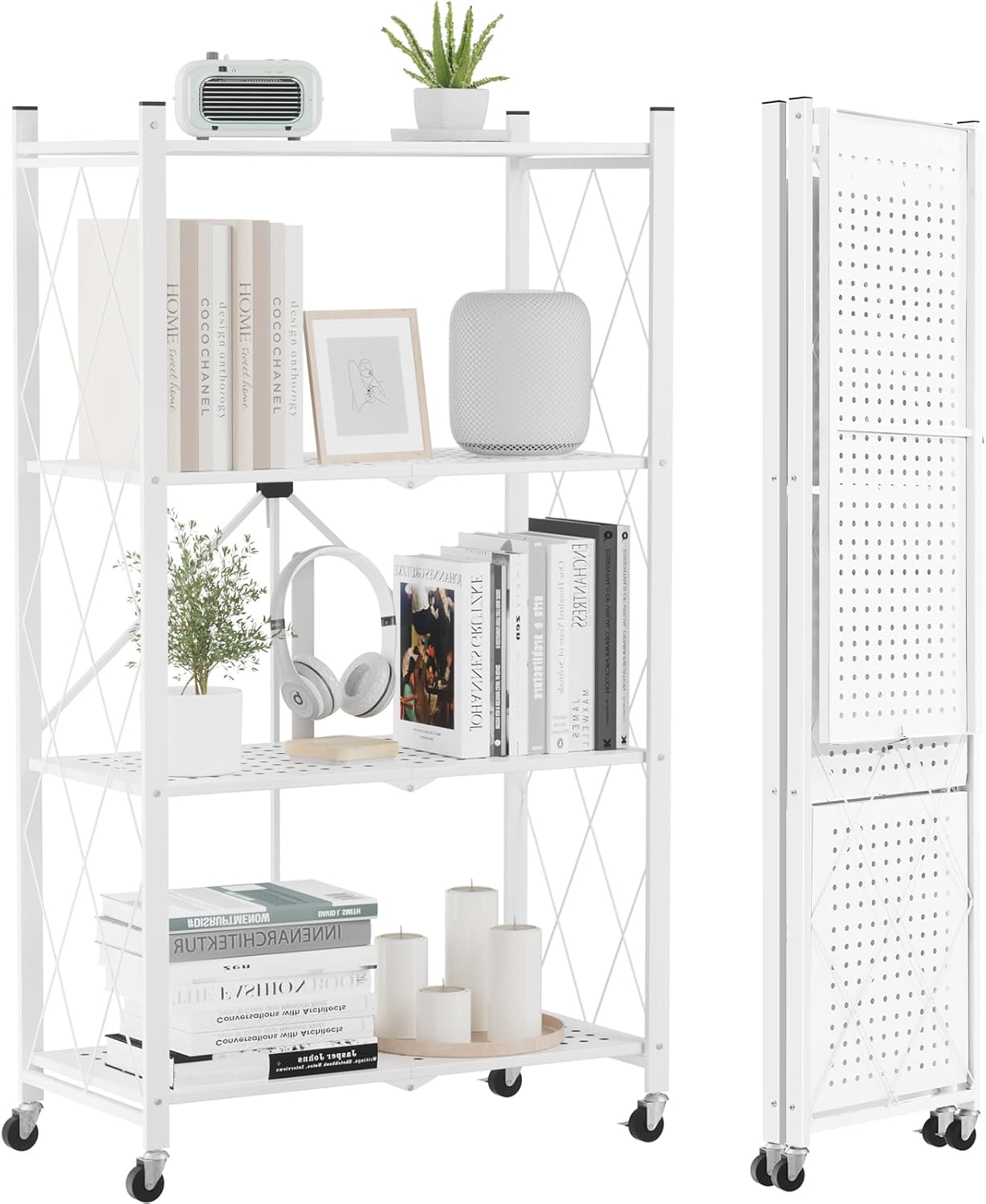 Carrito rack metal 4 niveles blanco sin ensamblaje cocina