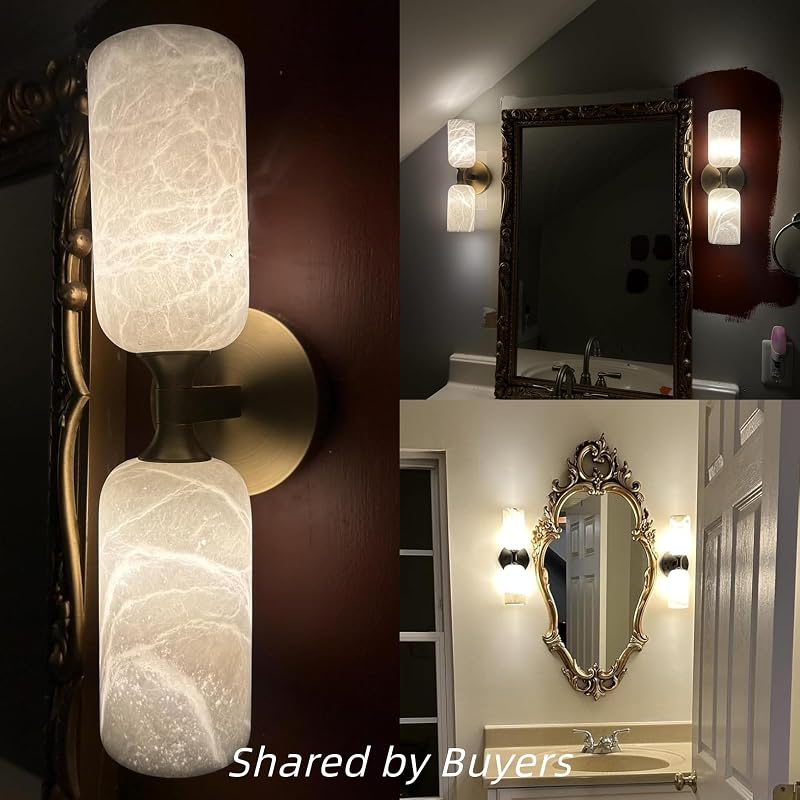 2 Apliques Alabastro 14pulg Iluminación Tocador Dormitorio