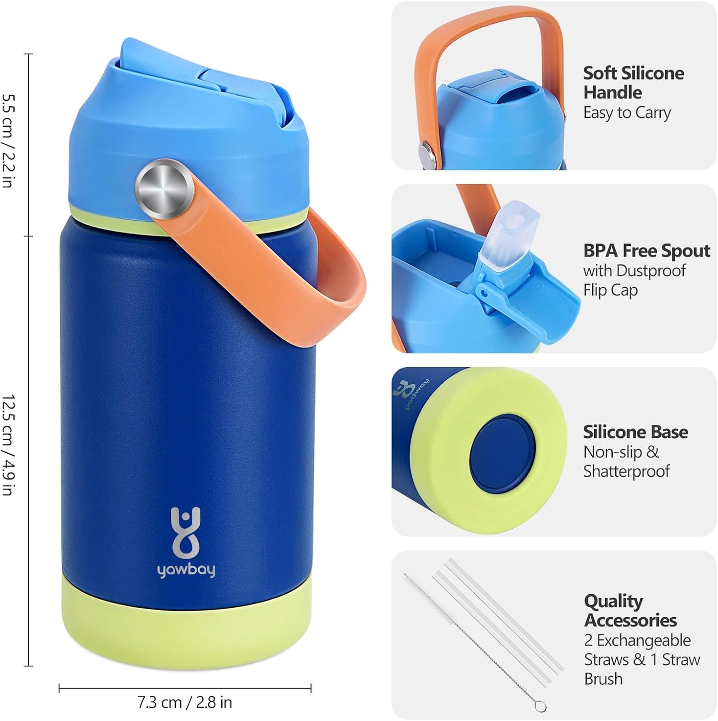 Botella agua aislada niños 12oz acero inox doble pared