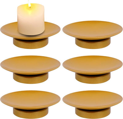 Set 6 portavelas hierro dorado para velas pilar decoración fiestas