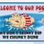 Cartel aluminio serigrafiado Welcome to Our Pool