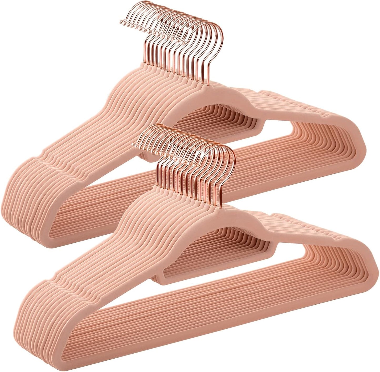 30 Pzas Perchas Terciopelo Gancho Giratorio Oro Rosa 17.1pulg