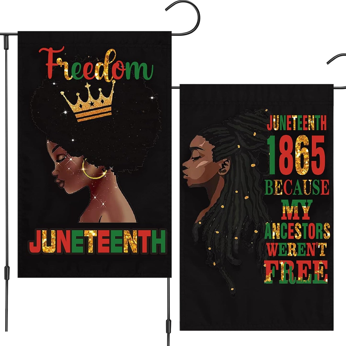2 Banderas Jardín Juneteenth 12.5x18pulg Doble Cara 19 Jun 1865