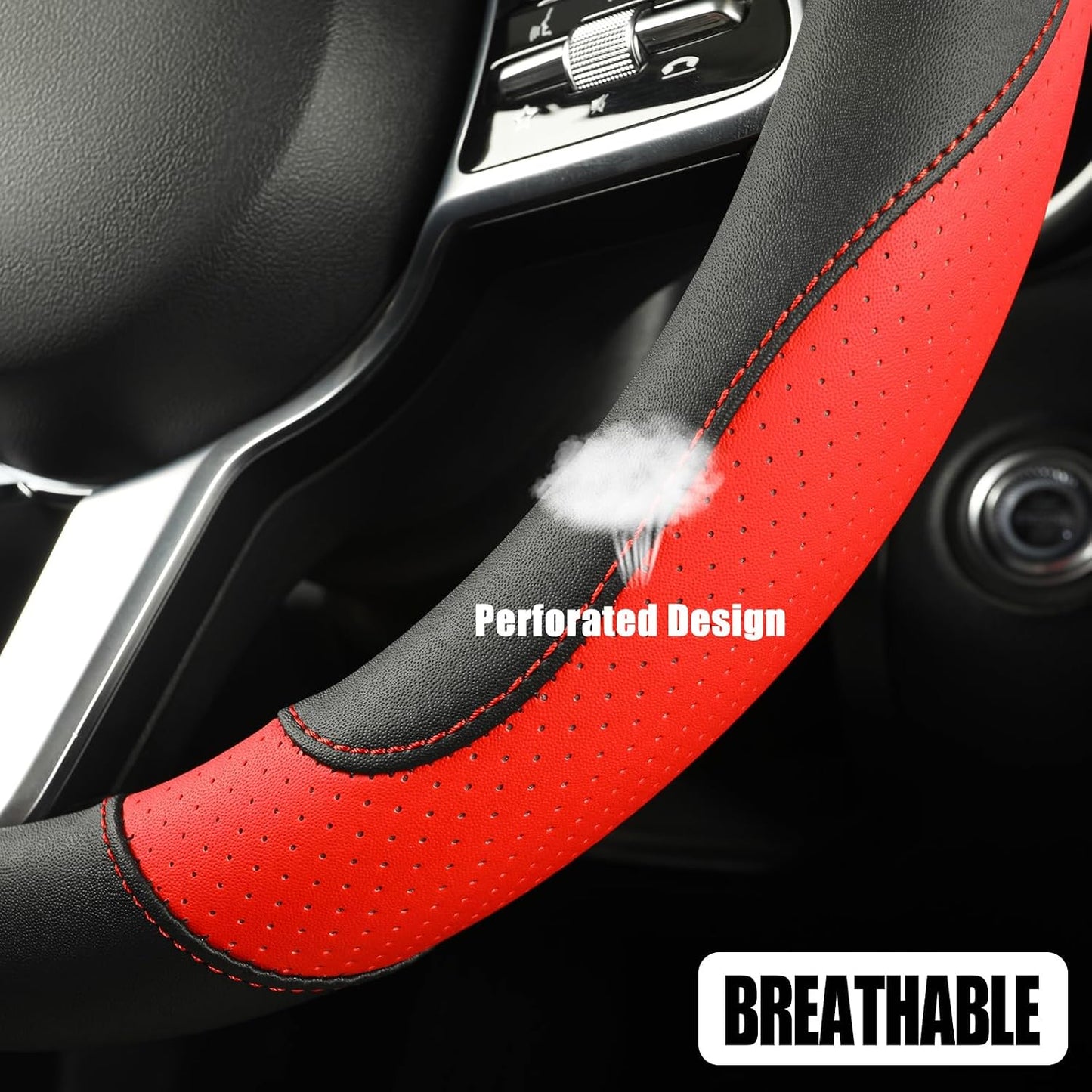 Funda volante microfibra transpirable antiderrap negro rojo