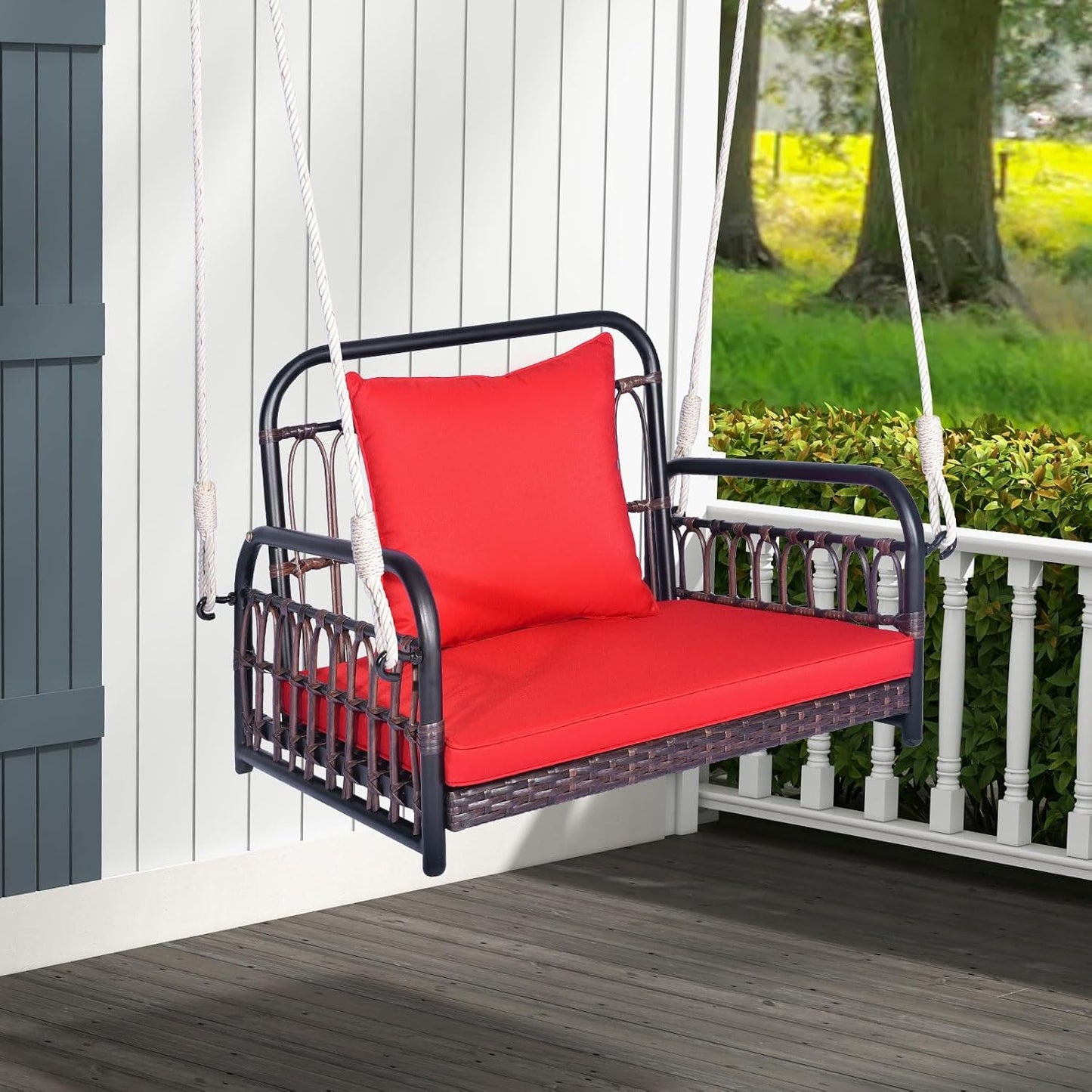 Columpio mimbre para patio silla colgante 1 persona