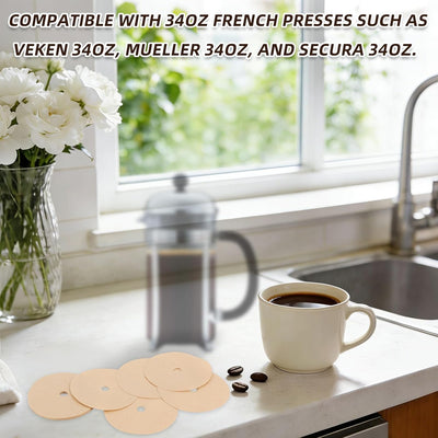100 Filtros Café Papel para Prensa Francesa Mueller 34oz