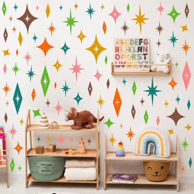 Adhesivos estrellas pared vintage mid century para niños oficina