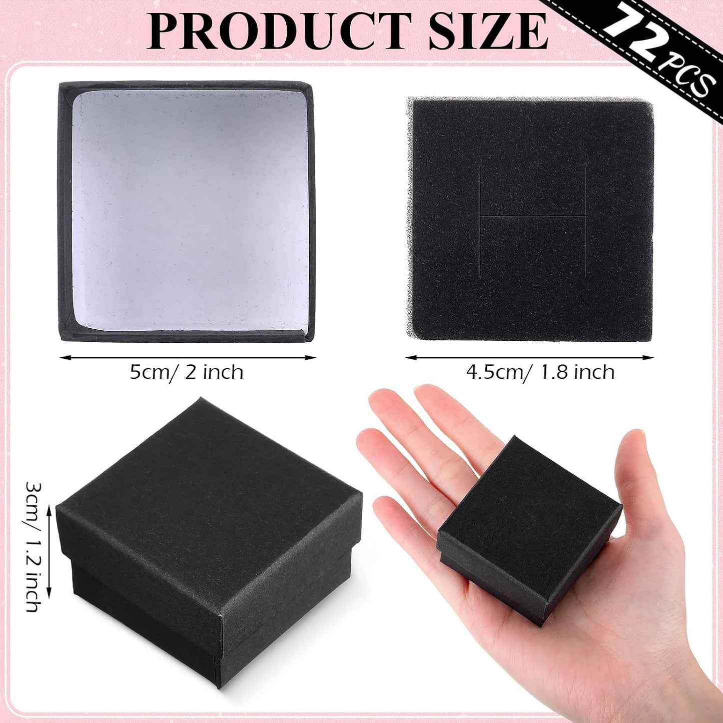 72 Pzas Cajas Regalo Joyas 2x2x1.2" Bodas Navidad