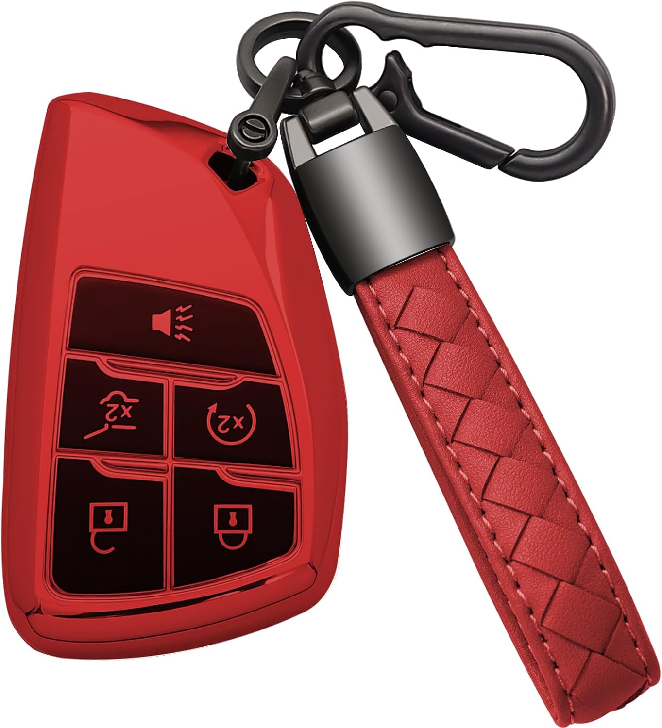 Funda llavero Chevy GMC TPU cuero 5 botones D rojo