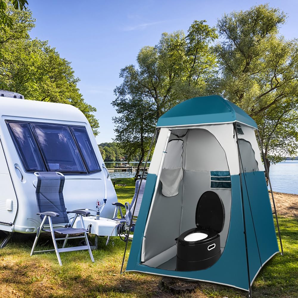Inodoro portátil negro desmontable para campamento
