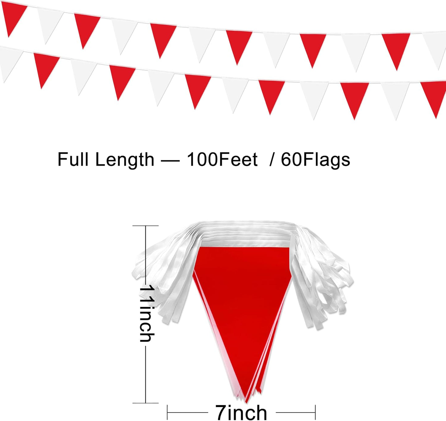 Banderines rojo blanco 60uds para eventos al aire libre