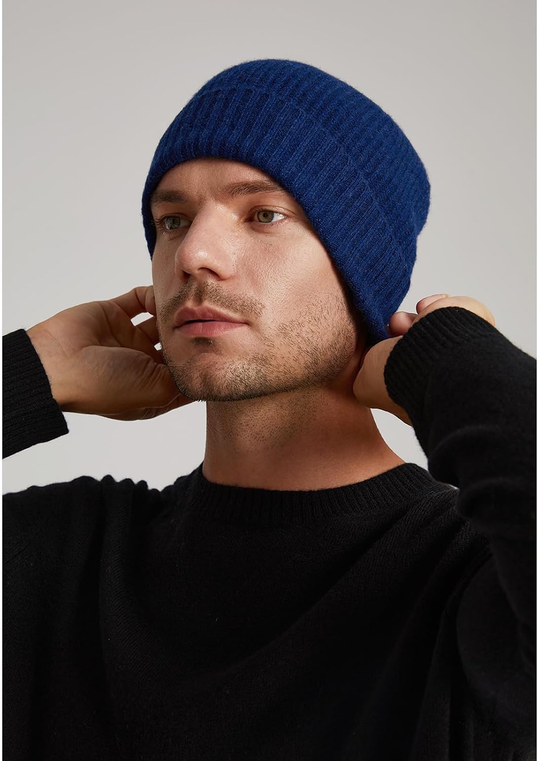 Gorro unisex cachemira gruesa punto acanalado invierno