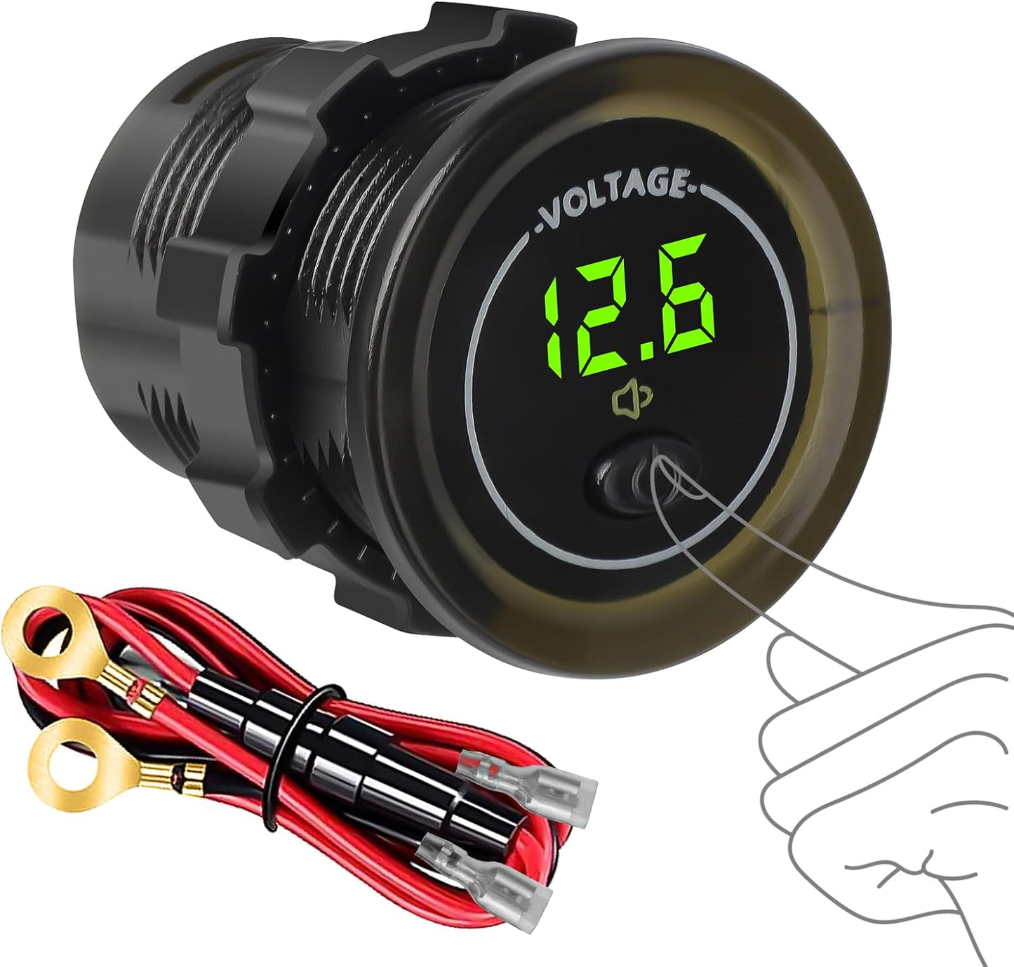 Voltímetro digital LED 12V impermeable con alarma