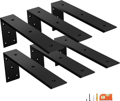 6 Soportes Encimera 16" Acero 3/8" Recubrimiento Negro