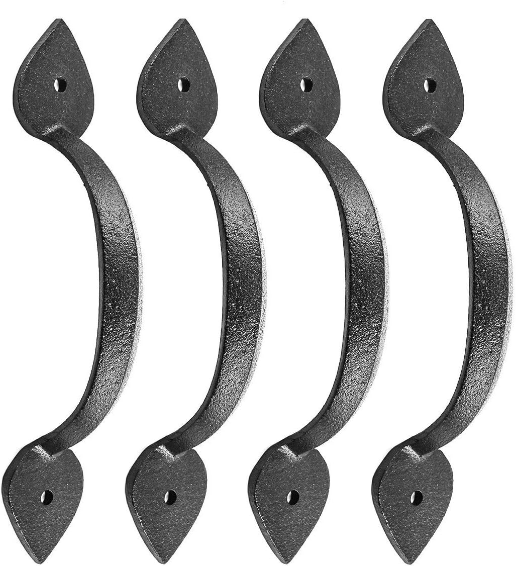 4 Manijas hierro forjado negro 6.7pulg con accesorios