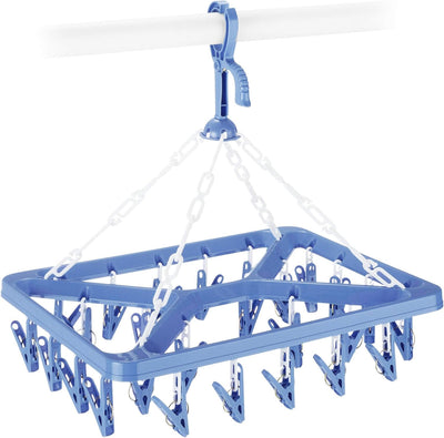 Estante secado colgante 26 clips azul